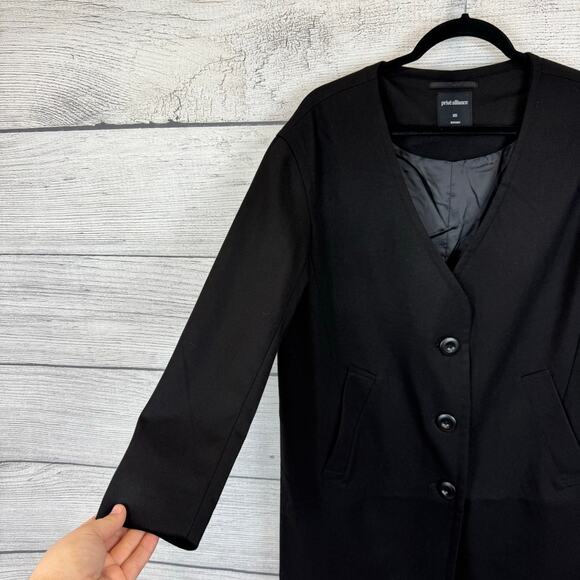 Privé Alliance Women's Black Wool Blend Longline Coat Size XS - Picture 3 of 11